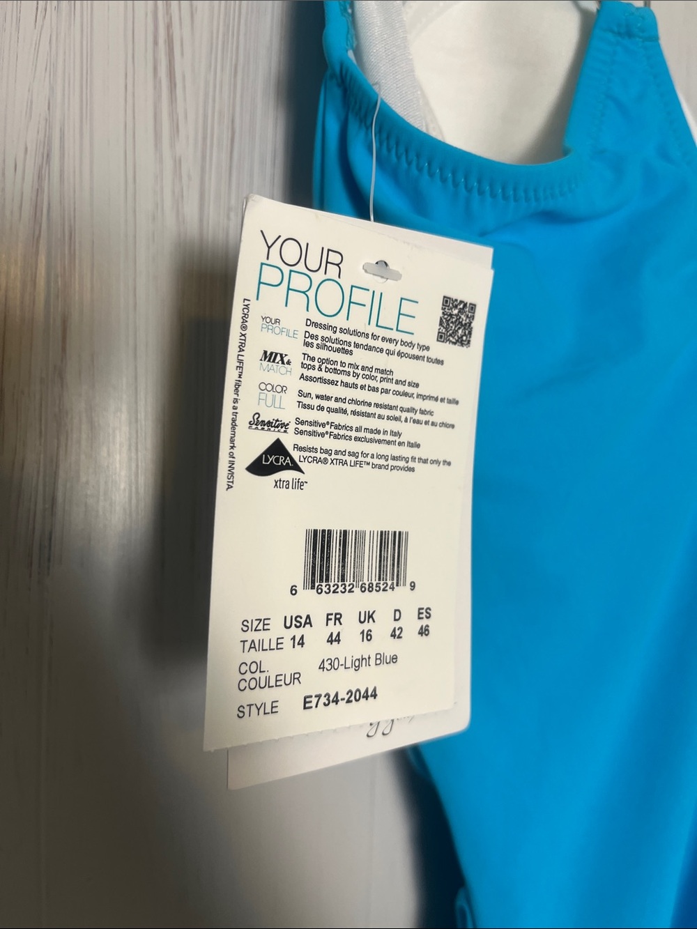 New Profile Blue One Piece Swim Suit Size 14 - Picture 5 of 7